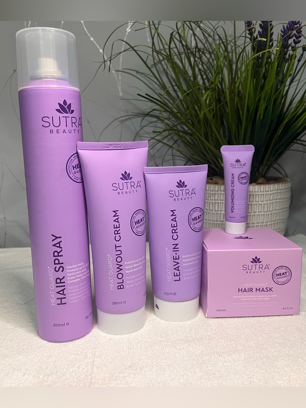Sutra Beauty Heat Guard Hair Care Bundle Spray Blowout Cream Mask Leave-In